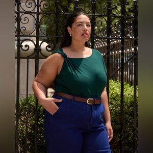 NWT Universal Standard Estella Liquid Jersey Knot Tank |Forest Green|Size 18-20